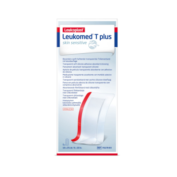 LEUKOMED T PLUS SKIN SENSITIVE 10X25 CM STERIILI HAAVASIDOS, SILIKONIKIINNTYS 5 KPL