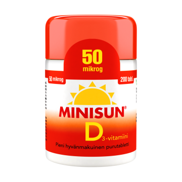 Minisun D-vitamiini 50 mikrog 200 kpl
