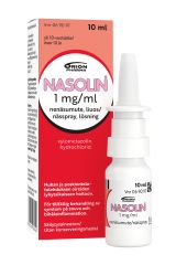 NASOLIN nenäsumute, liuos 1 mg/ml säilytysaineeton 10 ml